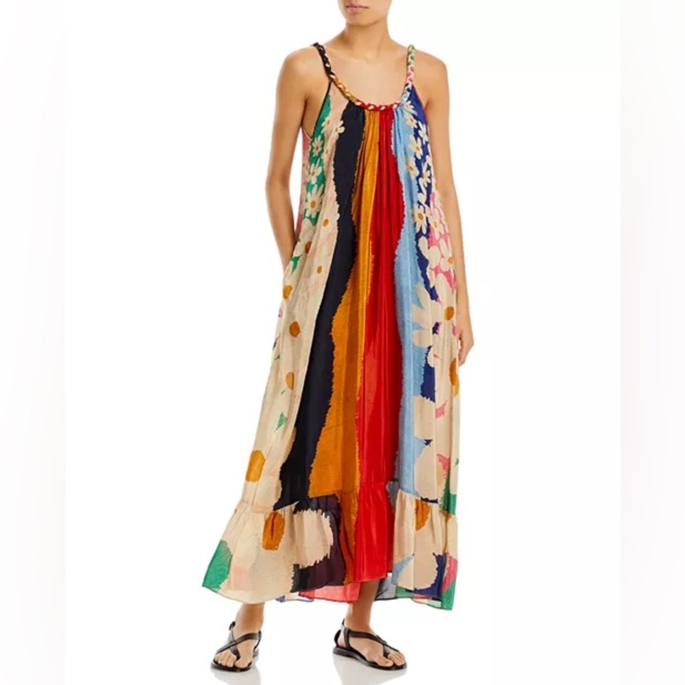 FARM RIO Super Fun Daisy & Stripe Maxi Dress